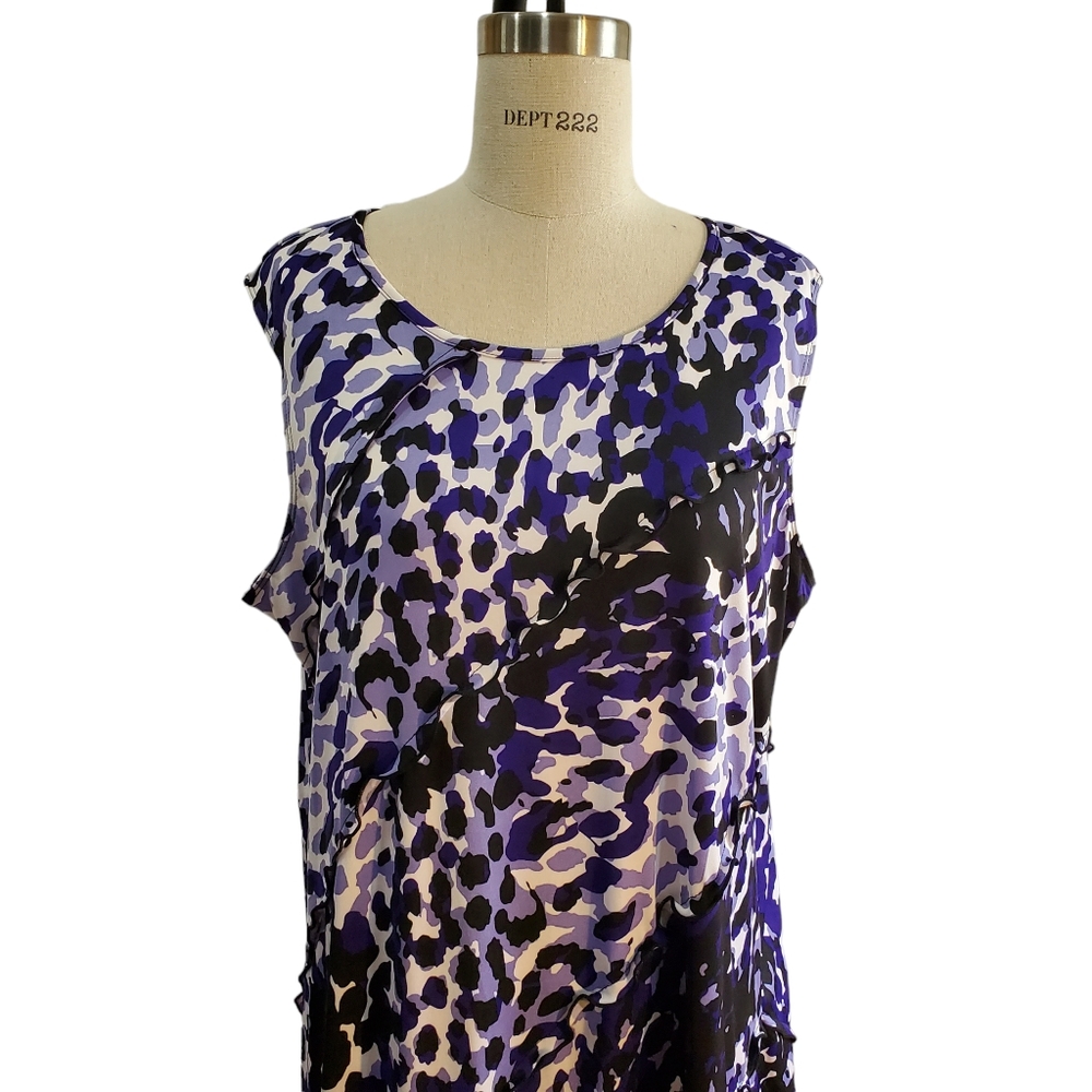 Perceptions New York Abstract Print‎ Sleeveless Ruffle Sundress Size 18